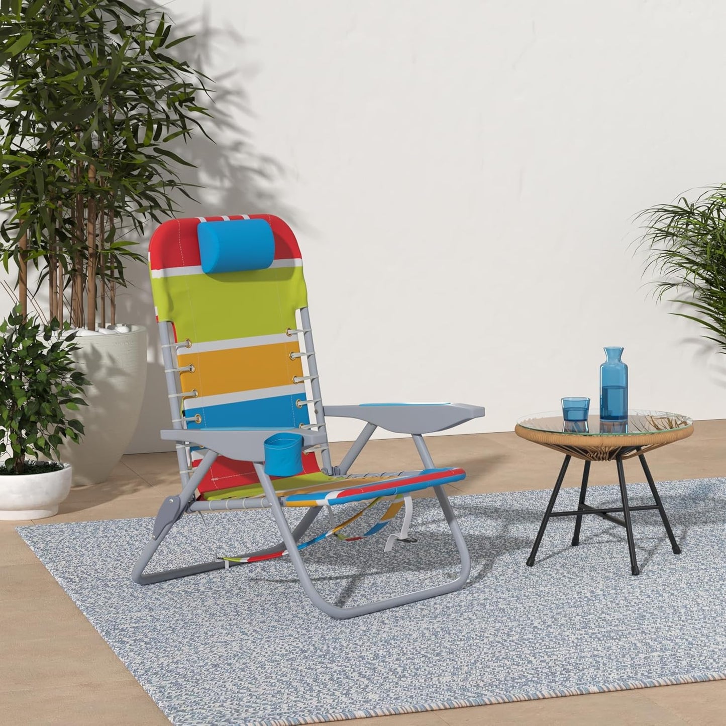 RIO Gear Beach Lace-Up Suspension Folding Beach Chair, Navy , 44.7" x 25.5" x 26.5"