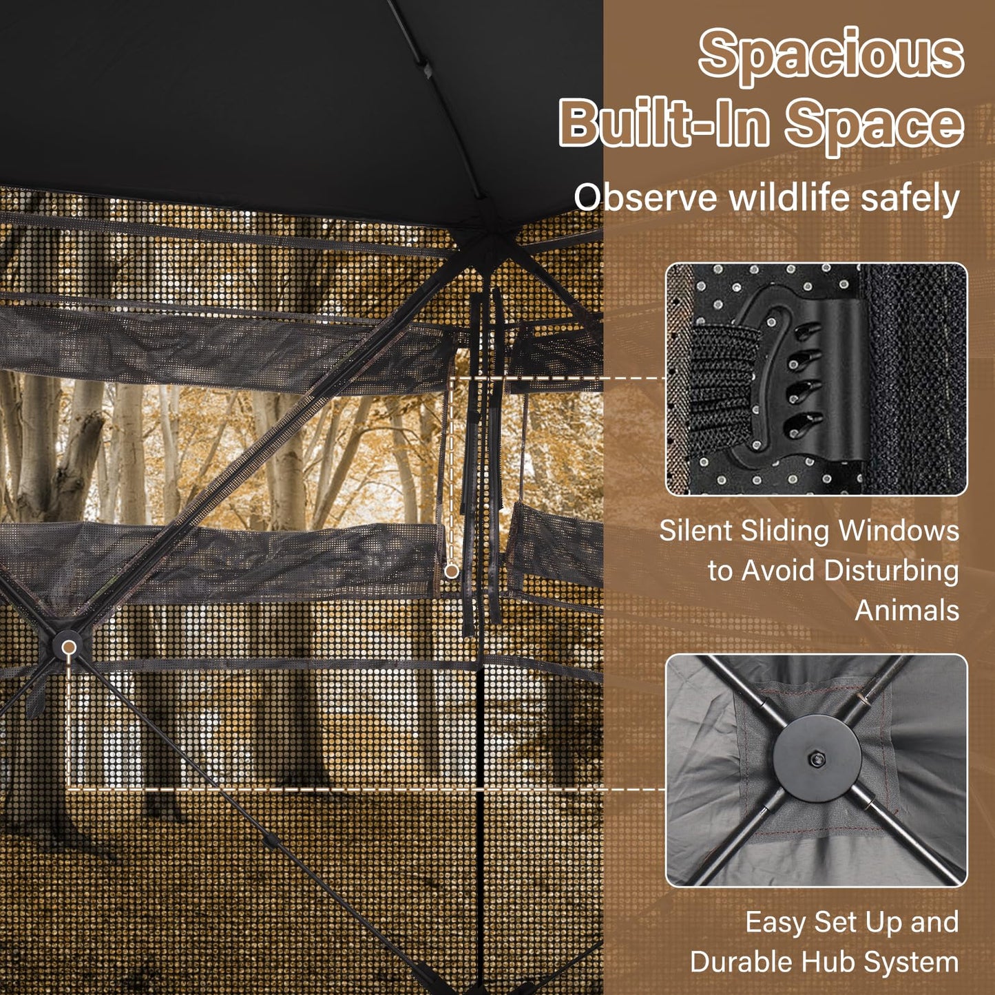 ANWEOR See Through Hunting Blind 270 Degree Portable Resilient Hunting Blind with Carrying Bag Easy Pop Up Ground Blinds for Deer Hunting Turkey Hunting 66x58x58 in