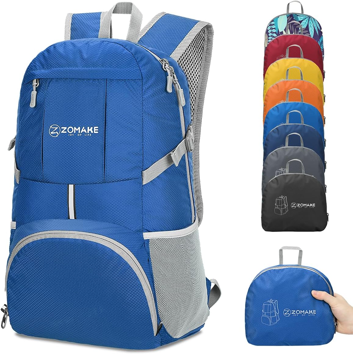 ZOMAKE Lightweight Packable Backpack 35L, Light Foldable Backpacks Water Resistant Collapsible Hiking Bag, Compact Folding Day Pack for Travel Camping(Black)