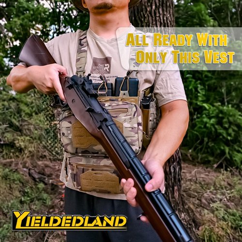 YIELDEDLAND One-Size 1000D Lightweight Tactical Chest Rig with Mag Pouches, Shell Holders, Wing Pouches for Outdoors