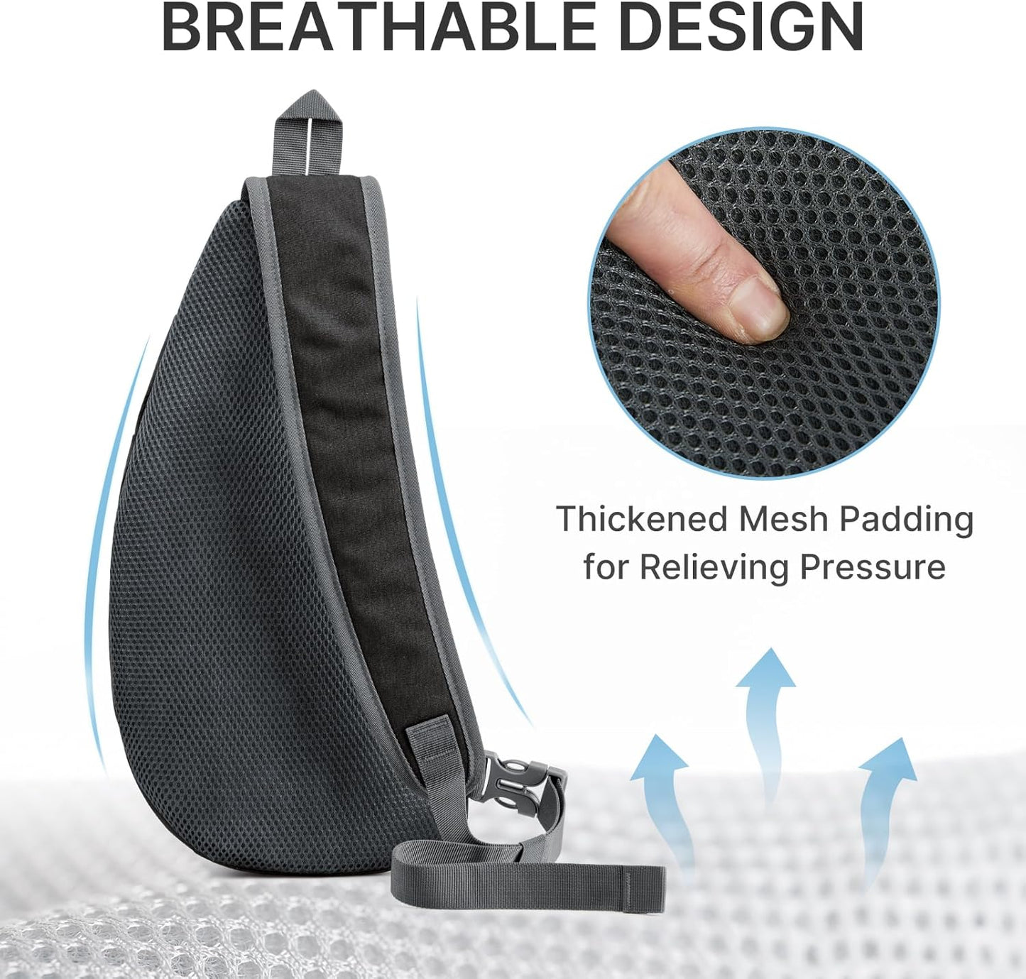 G4Free Sling Bag for Men Women, Small Crossbody Backpack Lightweight Chest Shoulder Bags for Travel, Outdoor and Sports (Black)