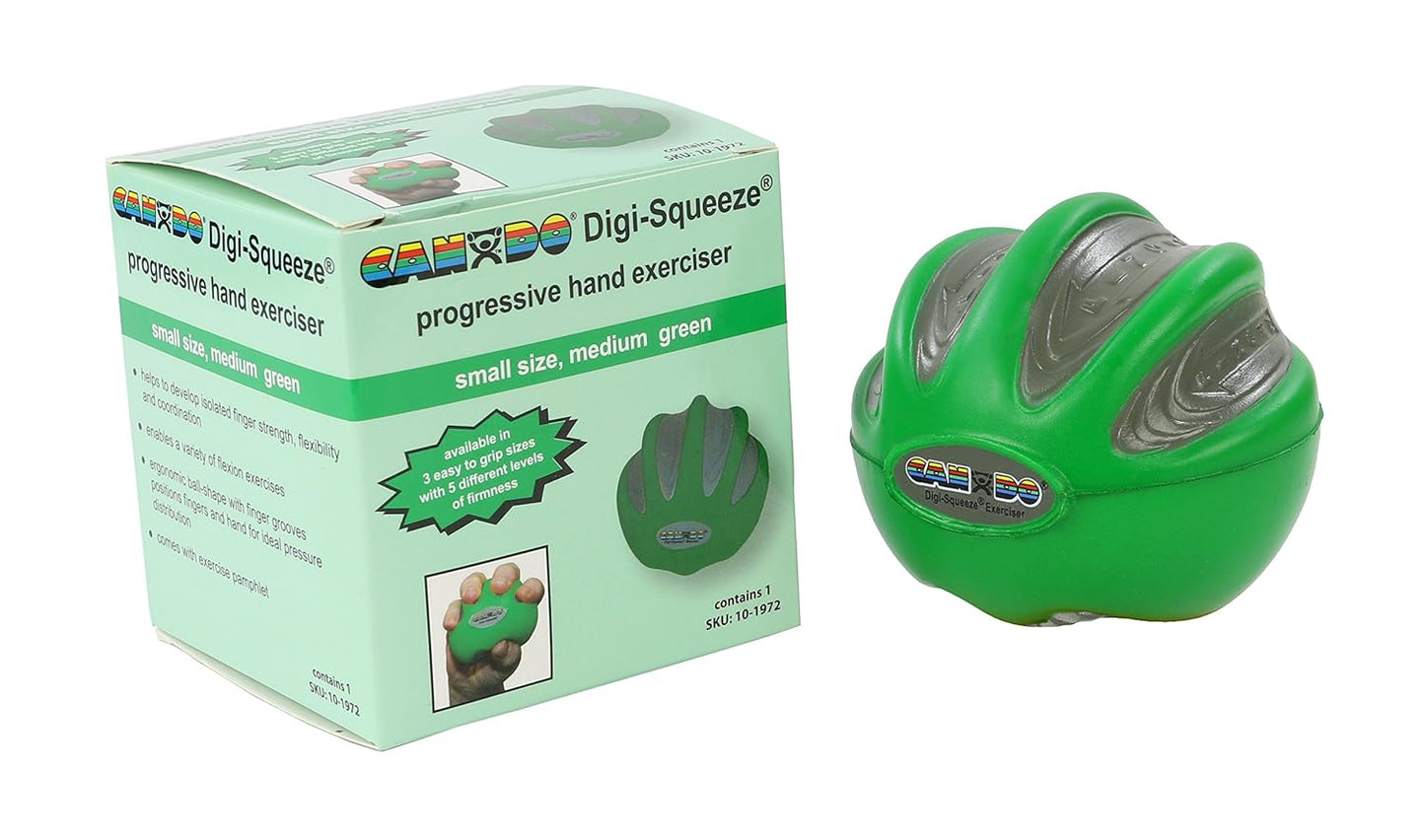 FEI 10-1982 Eif CanDo Digi-Squeeze Hand Exerciser, Green, Medium