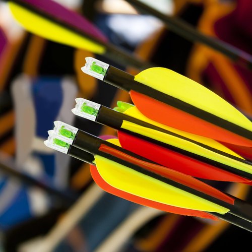 Omoojee 4PCS Lighted Nocks Universal Fit for Crossbow Bolts with .285”/.297”/.300”/.305” Bushings, High-Visibility LED Arrow Nocks, ON/Off Switch Included