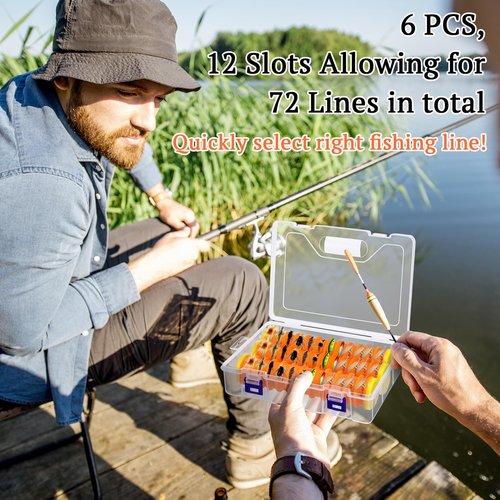 Rotatingpals 6 Pcs Fishing Leader Holder Snell Hook Storage with 72 Line Slots Organizer Fishing Storage Tackle Organizer and Keeper Rigger for Walleye Catfish(Orange)
