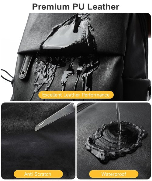 MOYYI PU Leather Sling Bag for Men Crossbody Side Bag Man Backpack Black Small for Hiking Travel