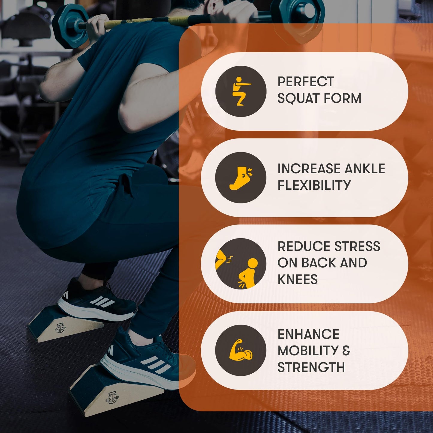 GENMERCH Cork Squat Wedge 2PCS | Squat Wedges for Weightlifting | Anti-slip Enhanced Grip Surface | Squat Wedge Calf Raise Yoga Block