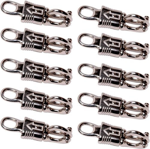 10-Pack Nickel Plated Iron Panic Snaps for Paracord - 3-7/8” Fixed-Eye Clips