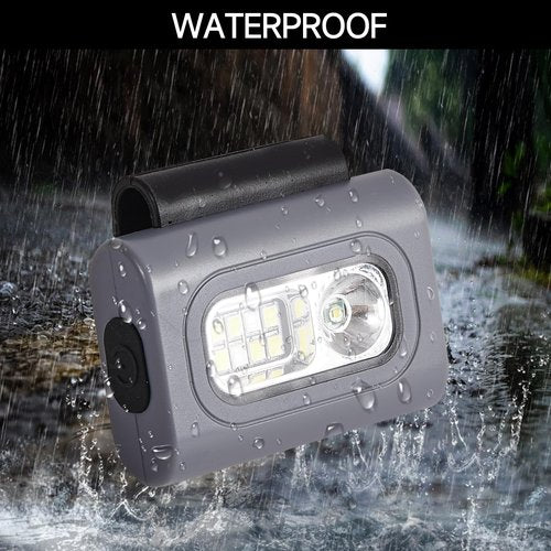 Rechargeable Running Light, 2Pack Waterproof LED Clip-On Light for Runners with 6 Lighting Modes, Reflective Running Gear for Hiking, Running, Biking, Walking Dog, Car Repair, Emergency (Grey)