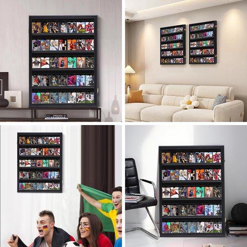 Nice C Baseball Card Display Case, Sports Card Holder, Graded Sports Card Display Case, Trading Card Display Case, 98% UV Protection, 35 Cards, Lockable (Vertical 3 Pack)