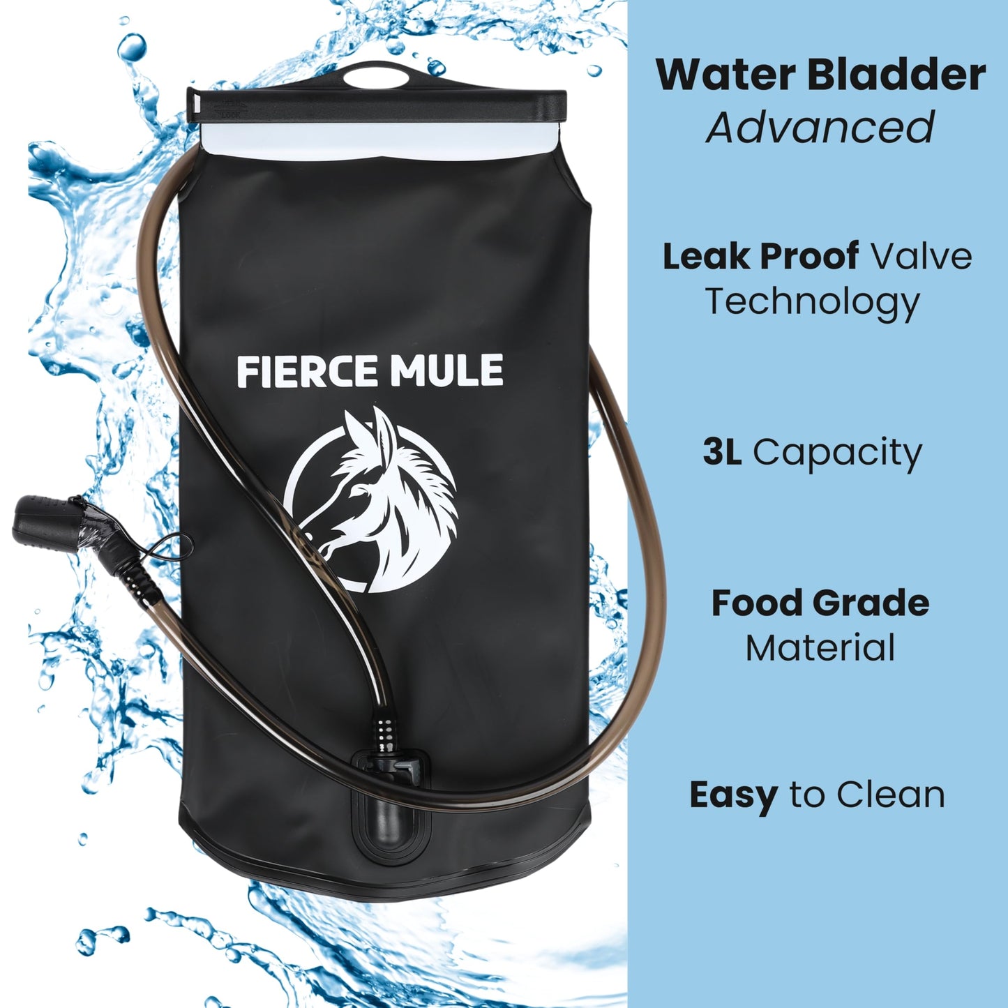 Fierce Mule Hydration Backpack 18L with First Aid Kit, 3L Water Bladder & Cooling Towel - Lightweight Hydration Daypack for Biking, Running, Hiking, Camping, Raves