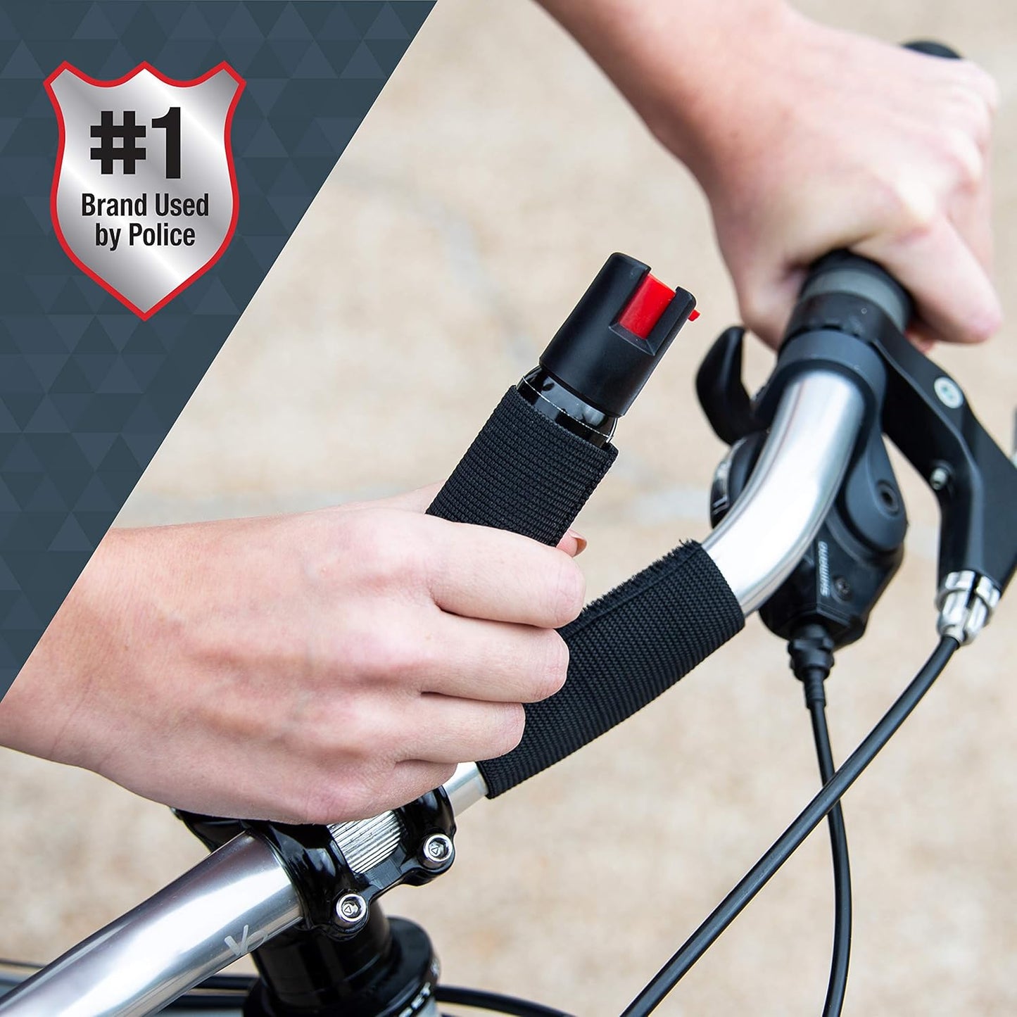 SABRE Cyclist Pepper Spray with Adjustable Bike Strap, 45 Burst, 10 Foot (3 meter) Range, Tear Away Hook and Loop Design For Quick Access