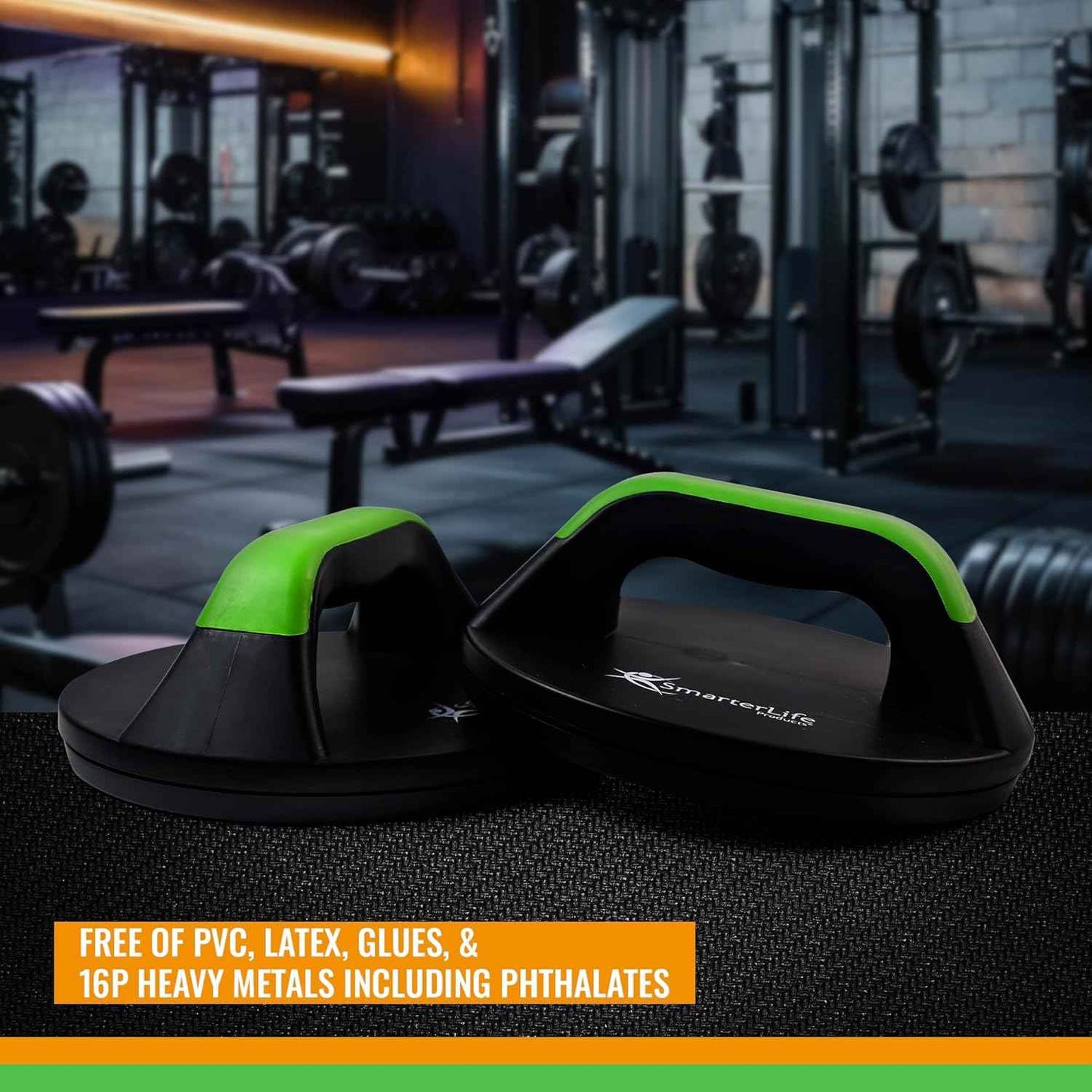 SmarterLife Push-Up Bars for Men & Women - Non-Slip Handles with Comfort Grip & Workout Guide