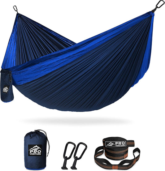Portable Double Camping Hammock 500 lb Capacity – Lightweight with Tree-Friendly Straps & Carabiners for Hiking, Travel, Beach & Backyard
