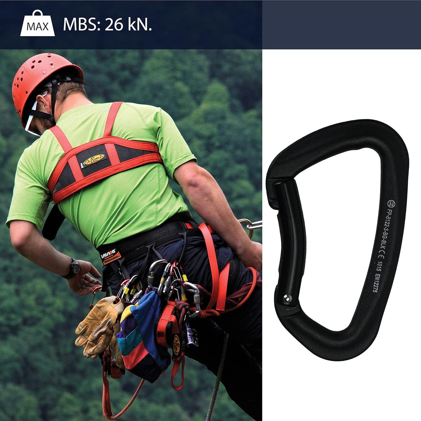 FUSION Climb Vapor III Military Tactical Matte Edition Aluminum Straight Gate Key Nose Modified D Carabiner Black, Hunting Carabiner (FP-8122-3ST-BLK)