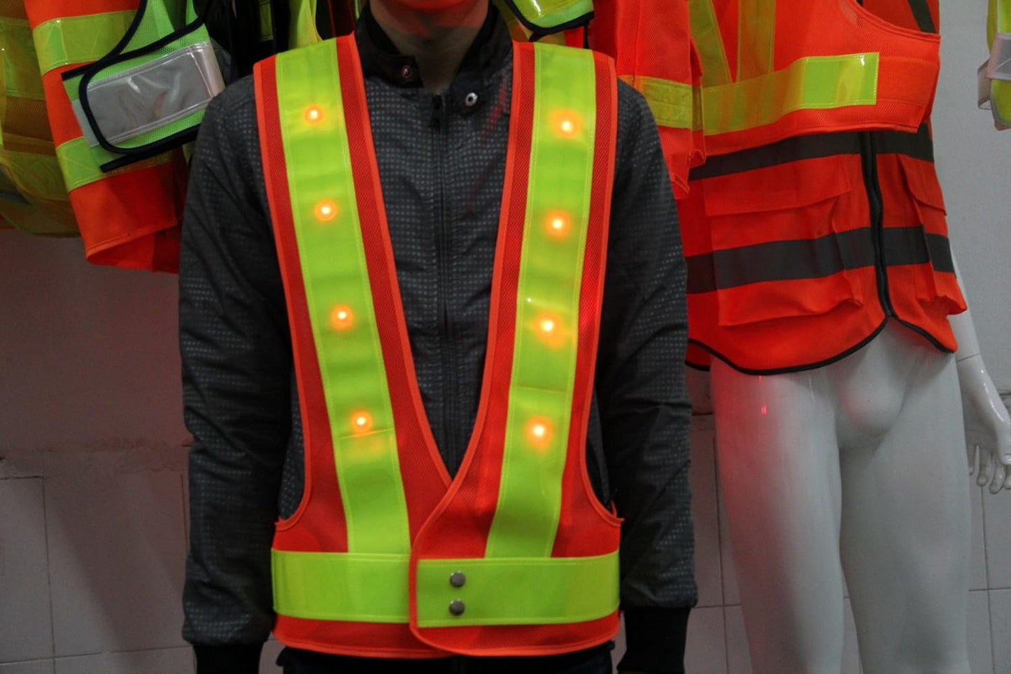 YOA 16 LED Light up Cycling Traffic Outdoor Night Safety Warning Vest (Led Safety Vest Orange)