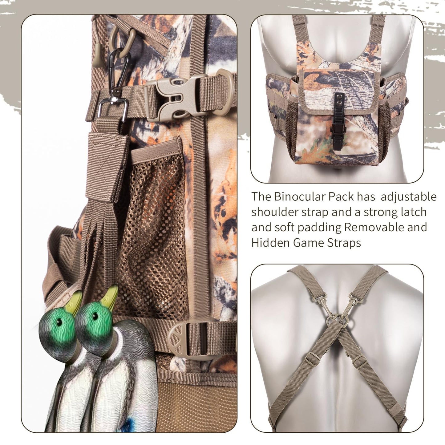 ALLBLESSED Waterproof Hunting Backpack with Binocular Harness Chest Pack for Gun and Bow Holder duck hunting accessories