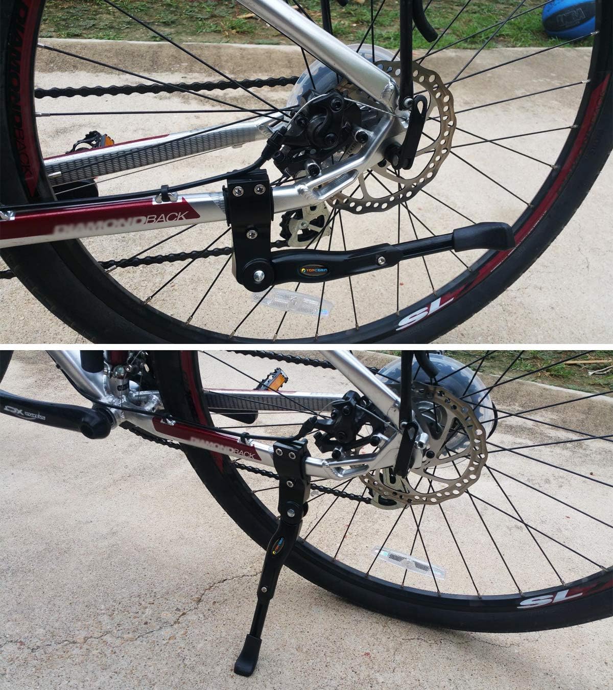 Bike Kickstand Adjustable Aluminium Alloy Bicycle Kickstand Bike Side Kickstand Fit for 22" 24" 26" 28" Mountain Bike Road Bike/BMX/MTB (Black for 22-24-26-27-28 inch bike)