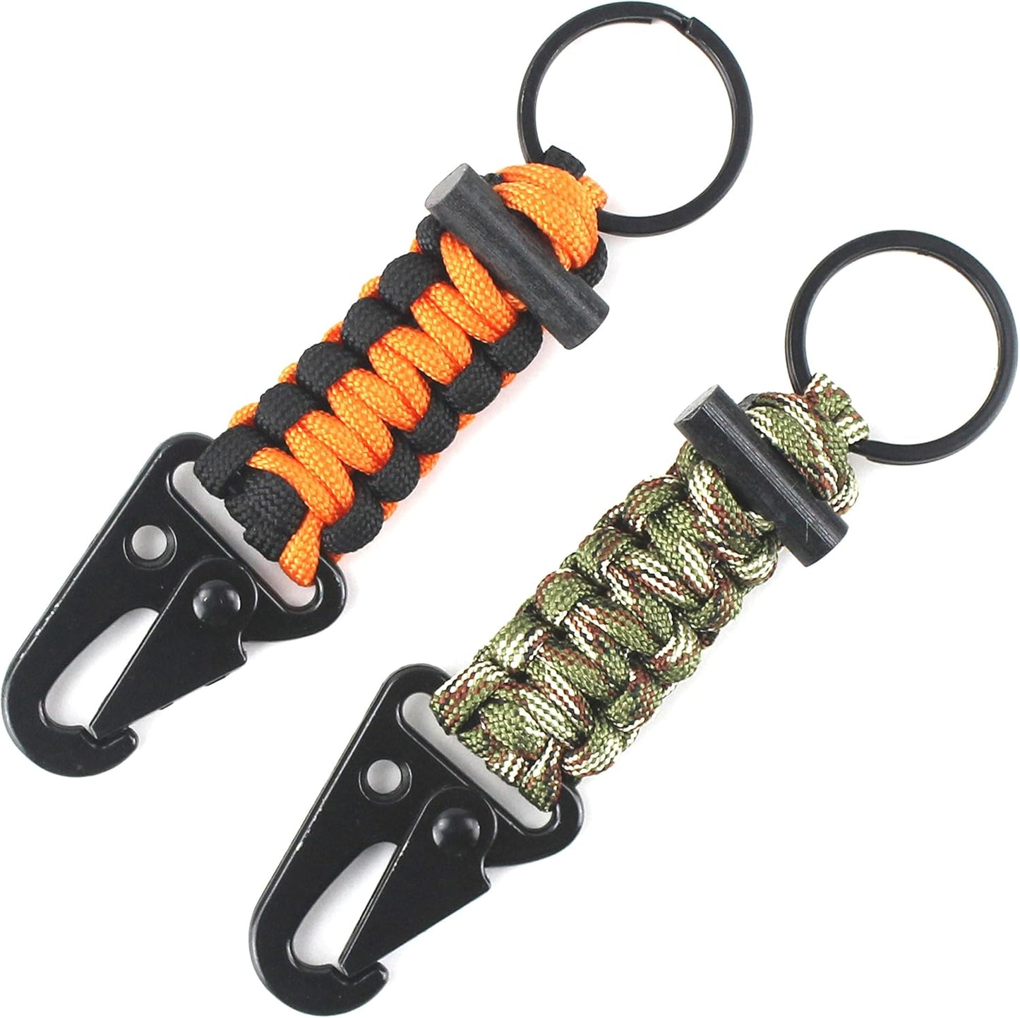 Paracord Keychain Carabiner 2PCS Pack Survival Paracord Lanyard with Fire Starter