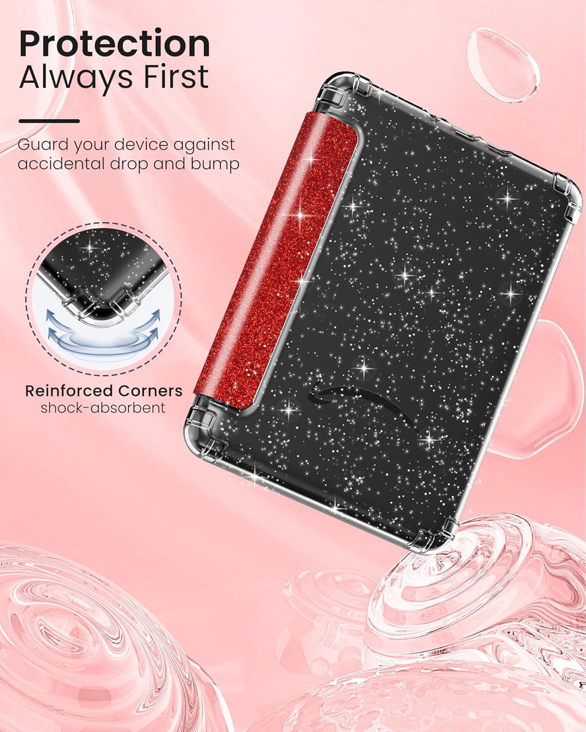 MoKo Case for All-New 7" Kindle Paperwhite 2024 12th Gen&Kindle Colorsoft Signature Edition 2024,Ultra Clear Soft Flexible Glitter TPU Back Cover Light Shell with Auto Wake/Sleep, Glitter Purple