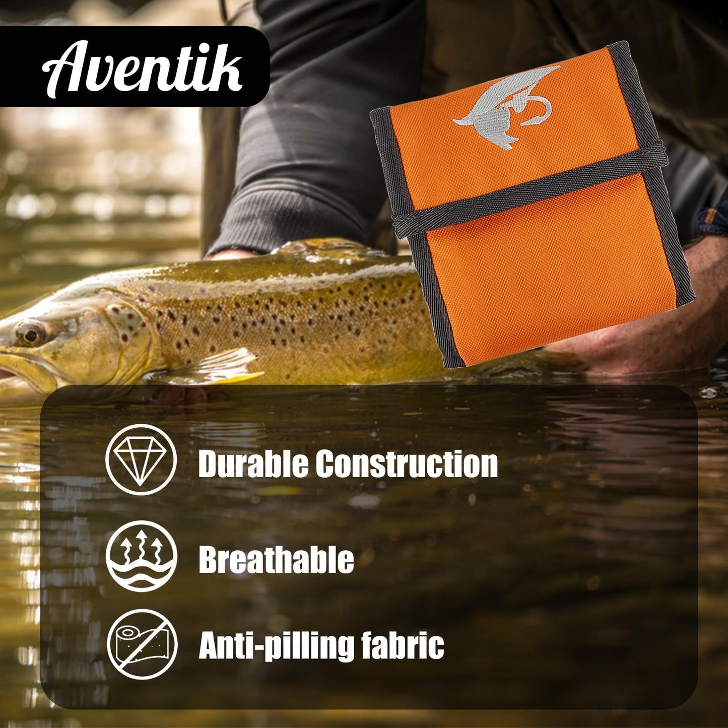 Aventik 10 Pocket Fishing Tackle Binder - Fly Fishing Leader Tippet Line Wallet Case - Great for Pre-Tied Carp and Catfish Rigs (2PACK - Orange+Blue)
