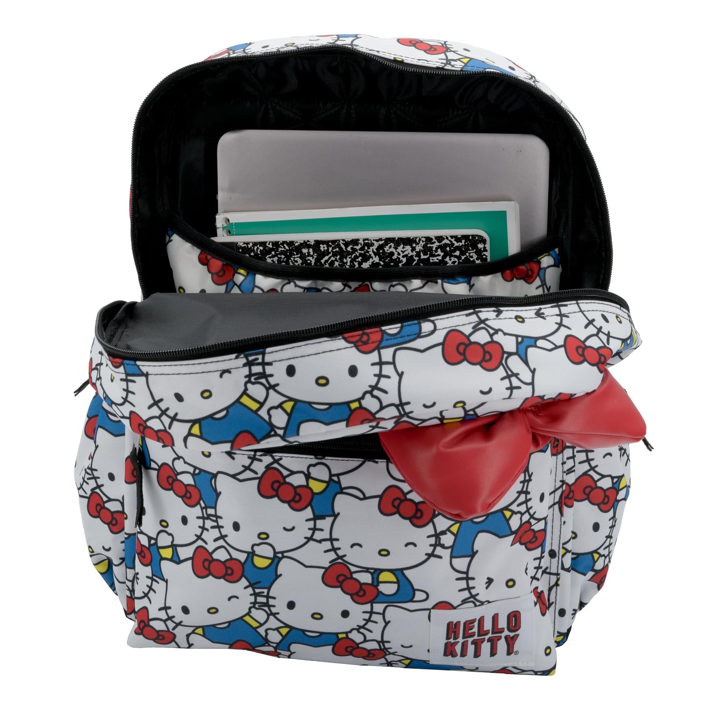 AI ACCESSORY INNOVATIONS Hello Kitty Kawaii Backpack, 16” Allover Print with 3D Iconic Hello Kitty Bow