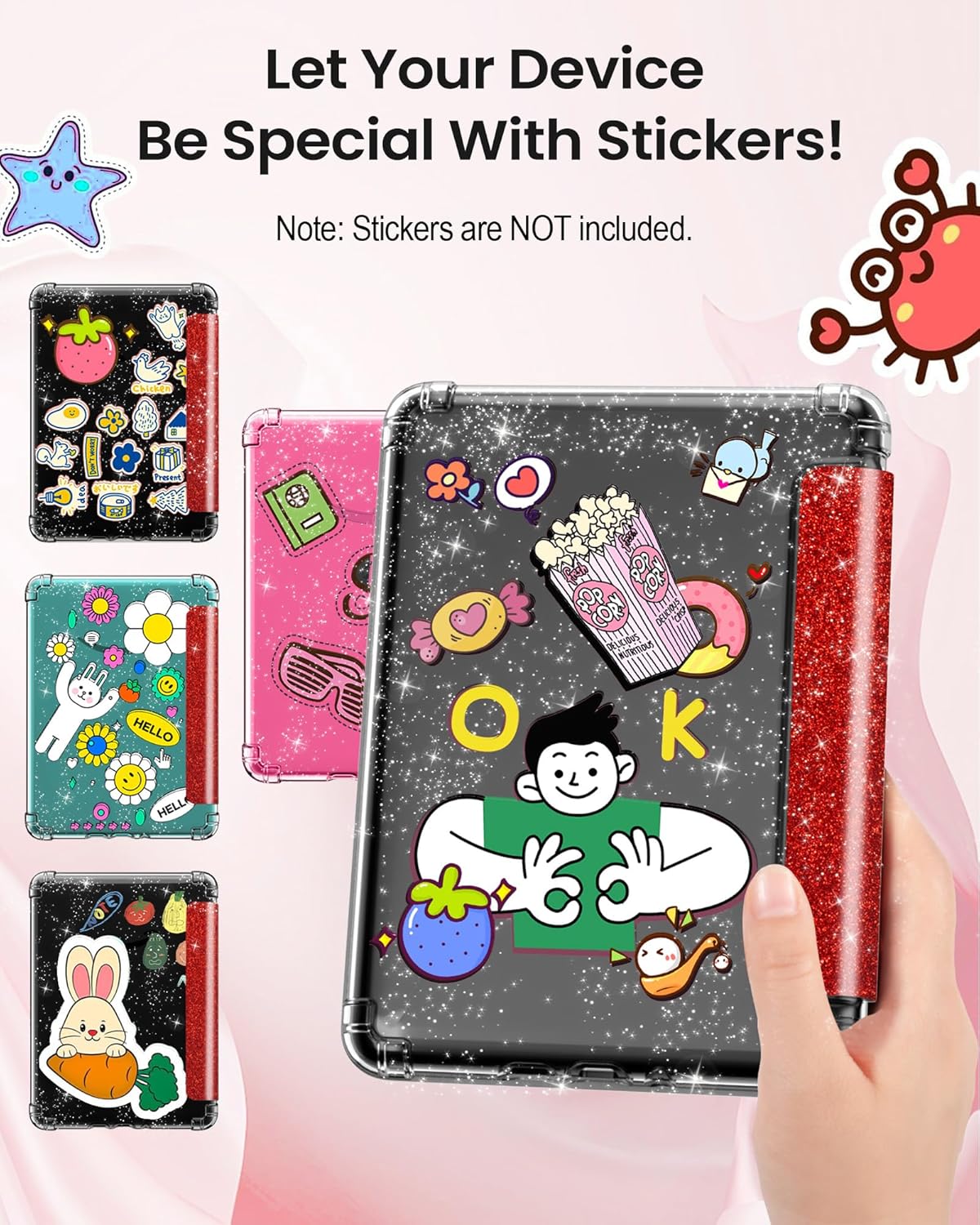 MoKo Case for All-New 7" Kindle Paperwhite 2024 12th Gen&Kindle Colorsoft Signature Edition 2024,Ultra Clear Soft Flexible Glitter TPU Back Cover Light Shell with Auto Wake/Sleep, Glitter Purple