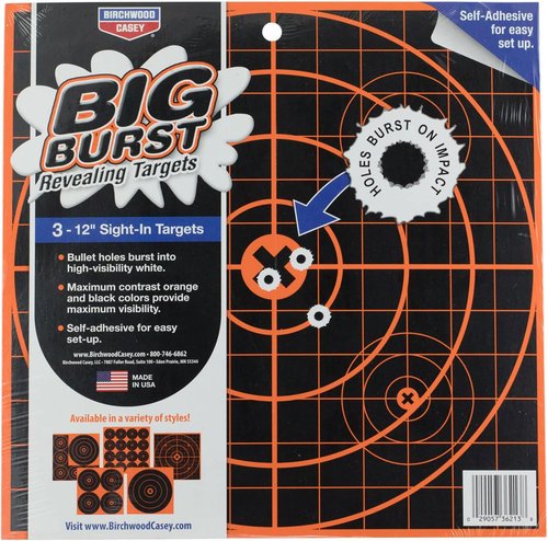 Birchwood Casey Big Burst Revealing Sight in Always Flat Adhesive Back Shooting Training Reactive 12" Targets | Pack of 3
