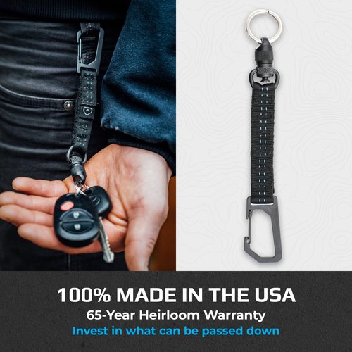 Trayvax Link Lanyard Keychain, Quick Release Climb-Spec Nylon Carabiner Key Chain for Men and Women, Stainless Steel, Black/Blue