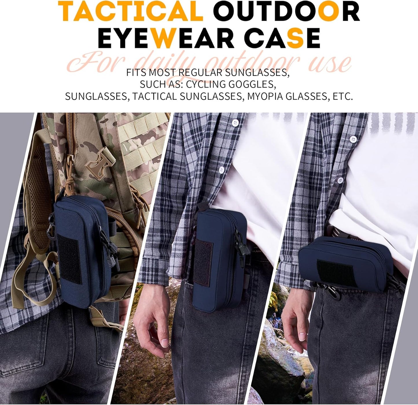 IronSeals Extra Large Tactical Molle Sunglasses Case Anti-Shock Semi-hard Clamshell Glasses Case, X-Large