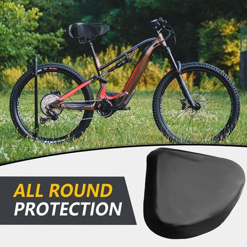 LONGDE Wide Bike Seat Cover Waterproof, 14"W x 11.5"L, XXL Oversized, PVC, Bicycle, Black