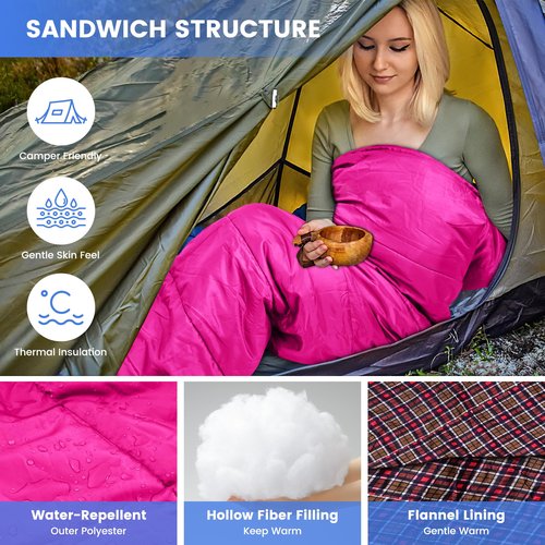 CPJCMP 0 Degree Sleeping Bag|100% Cotton Flannel XXL for Adults|Big and Tall Cold Weather Winter Zero Degree Camping,Free Compression Sack