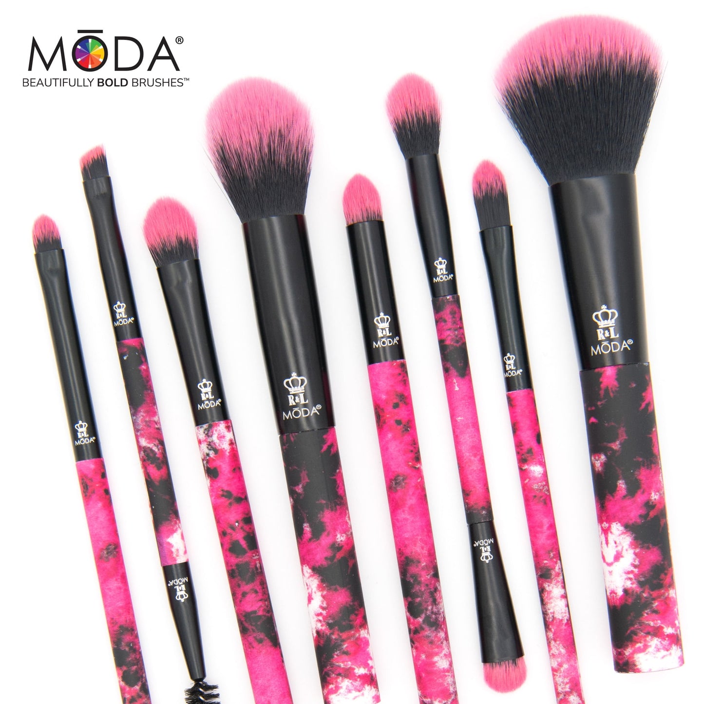 Neon Pink Tie Dye 8Pc Makeup Brush Kit | Stylish & Vibrant for All Skin Types