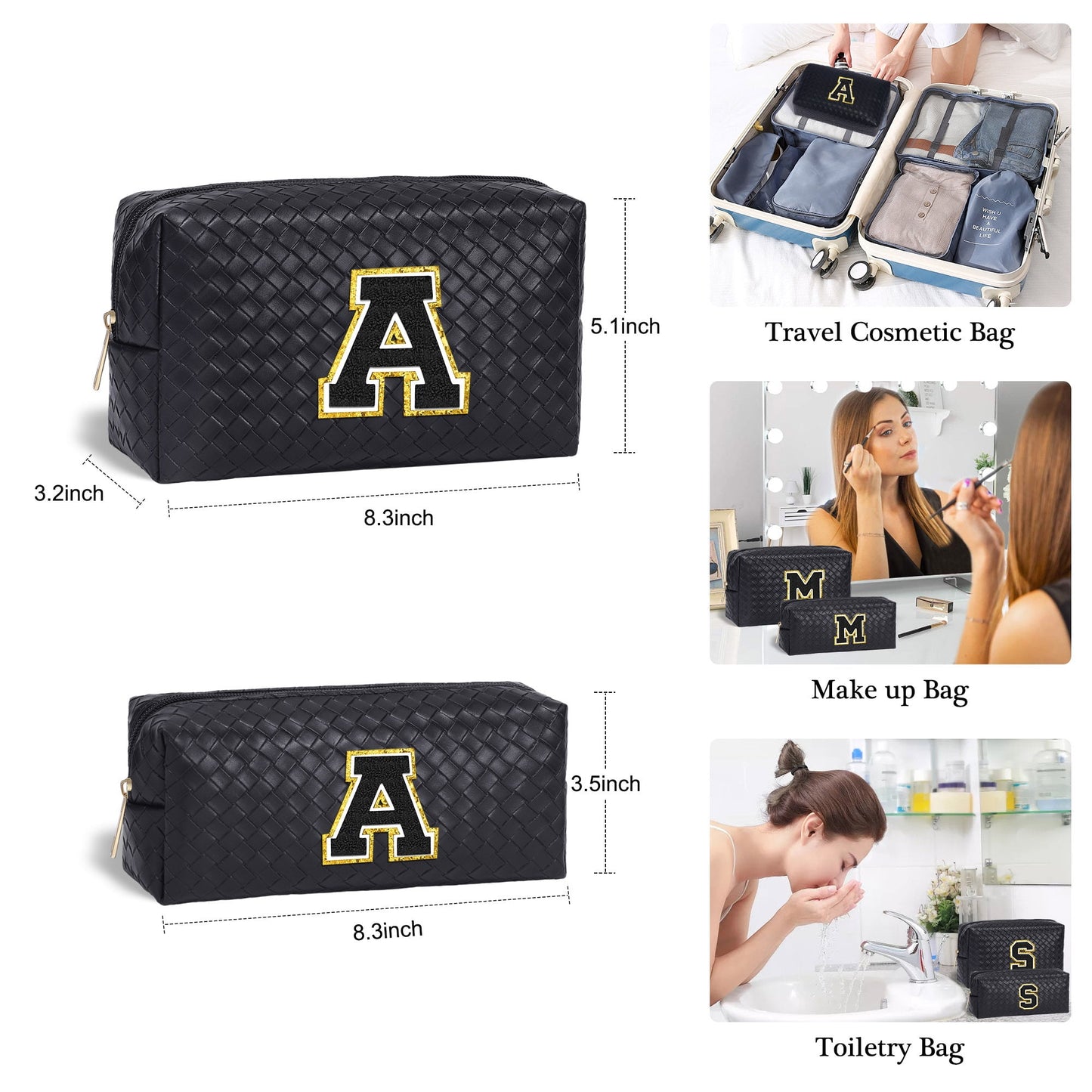 Small White PU Leather Cosmetic Bag | Waterproof Makeup Bag for Women