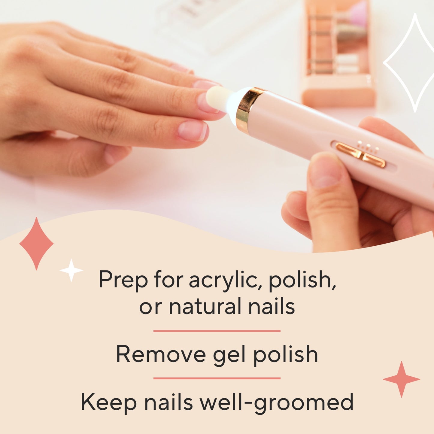 Rechargeable Pink Mani Device | 6 Attachments for Flawless Salon Nails