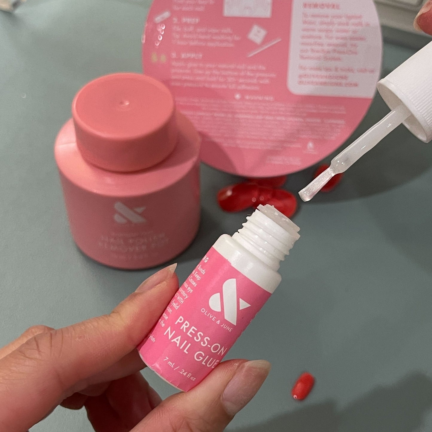 Press-On Nail Glue | Olive & June | 0.24 Fl Oz | Easy Application