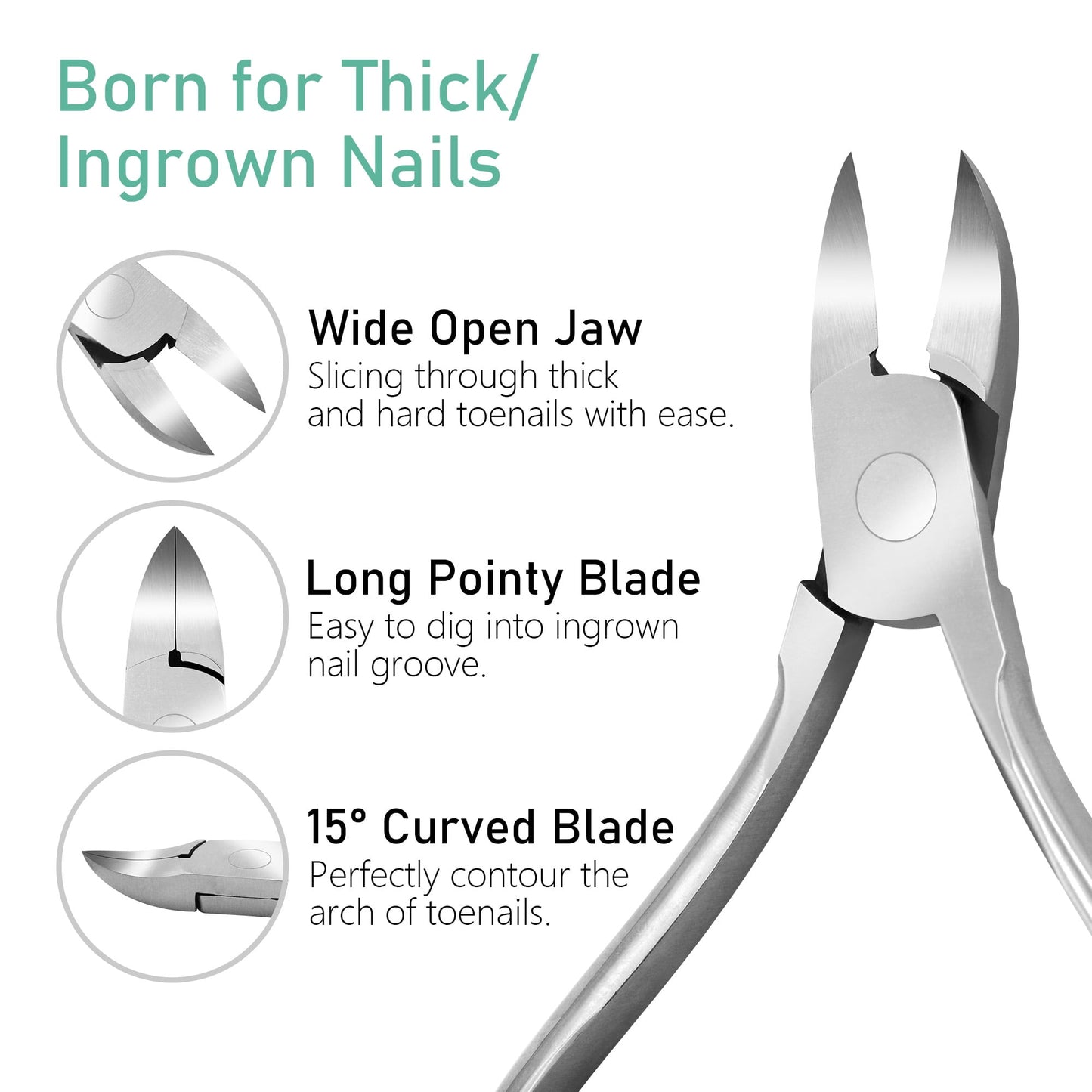 Professional Toenail Clippers | Ergonomic Nipper for Thick Ingrown Nails