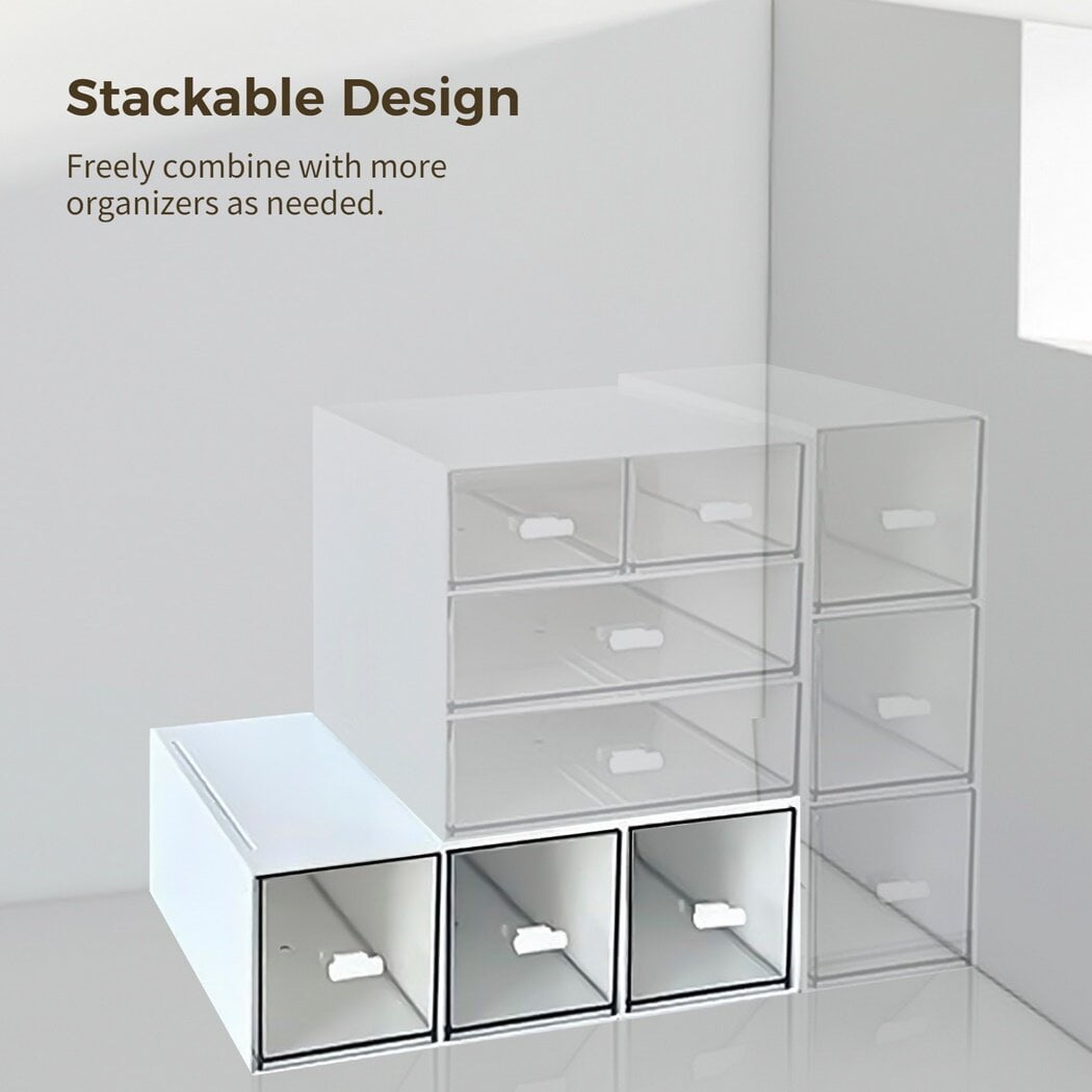 Clear Stackable Storage Drawers | 3-Drawer Bathroom Organizer for Makeup