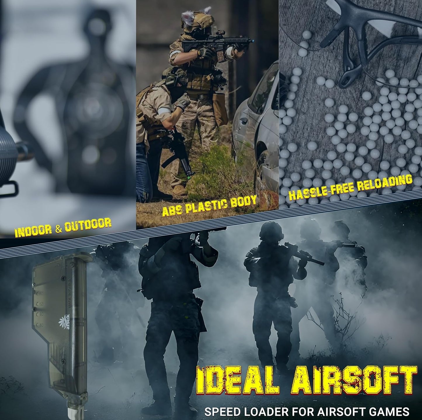 Fast BB Speed Loader for 6mm Airsoft & Paintball – Quick Reload Tool with Adapter