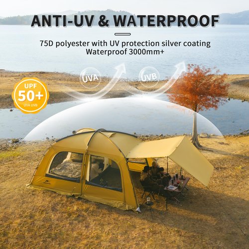 Naturehike Dune 2-3 Person Camping Tent,4-6 Person Canopy Tent,Waterproof 4 Season Tent,Hot Tents with Stove Jack