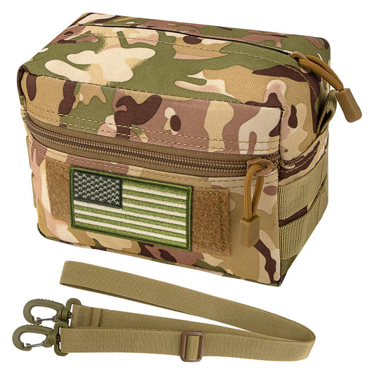 IronSeals Tactical Molle Pouch Large Capacity Water-Resistant Utility Gadget Gear Pouch with US Flag Patch