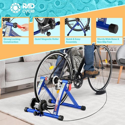 Max Racer PRO 7 Levels of with Smooth Magnetic Resistance Bicycle Trainer Allows You to Work Out with Your Bike