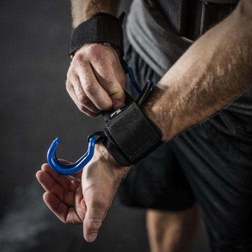 Harbinger Lifting Hooks for Weightlifting - Durable Black & Blue Grip