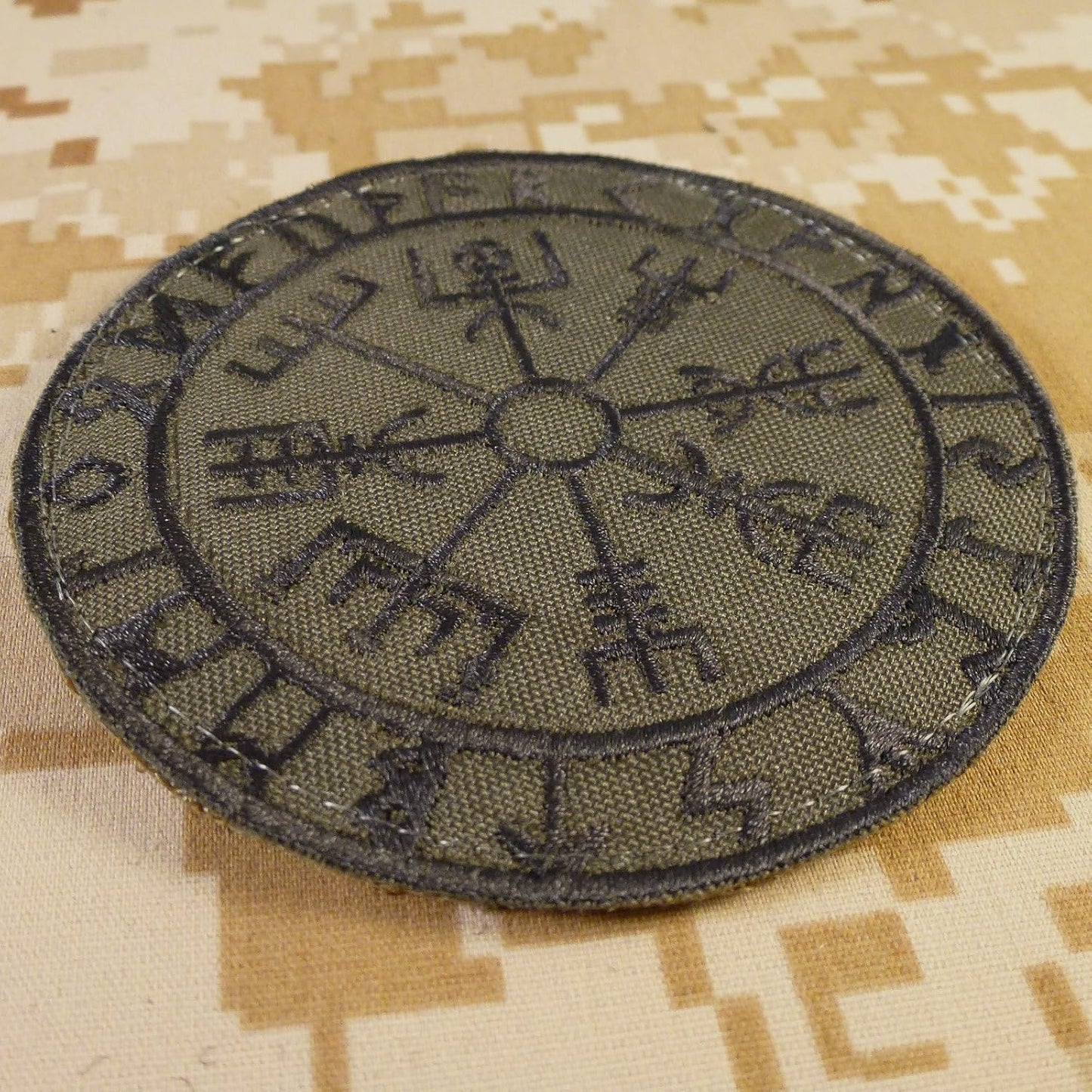 Olive Drab Vegvisir Viking Compass OD Green Norse Rune Morale Tactical Hook Patch