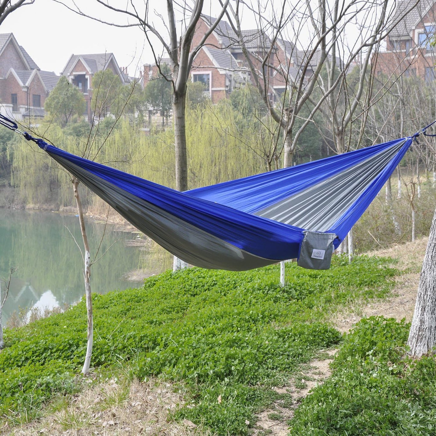 Portable Nylon Fabric Travel Camping Hammock Light Blue/Blue
