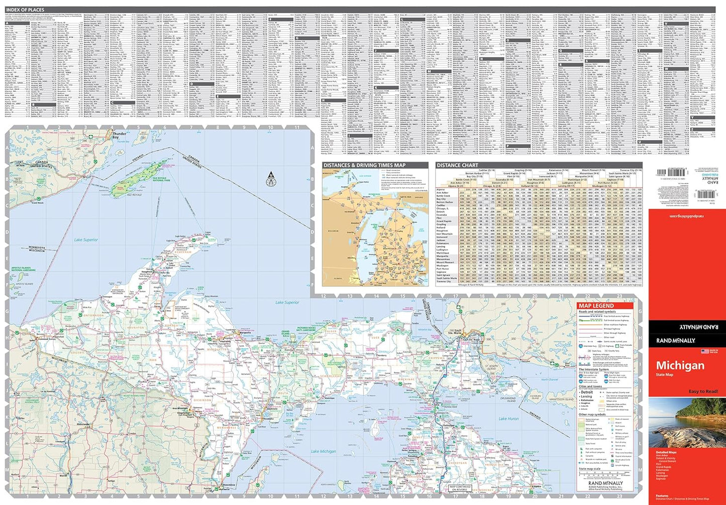 Rand McNally Easy to Read: Michigan State Map
