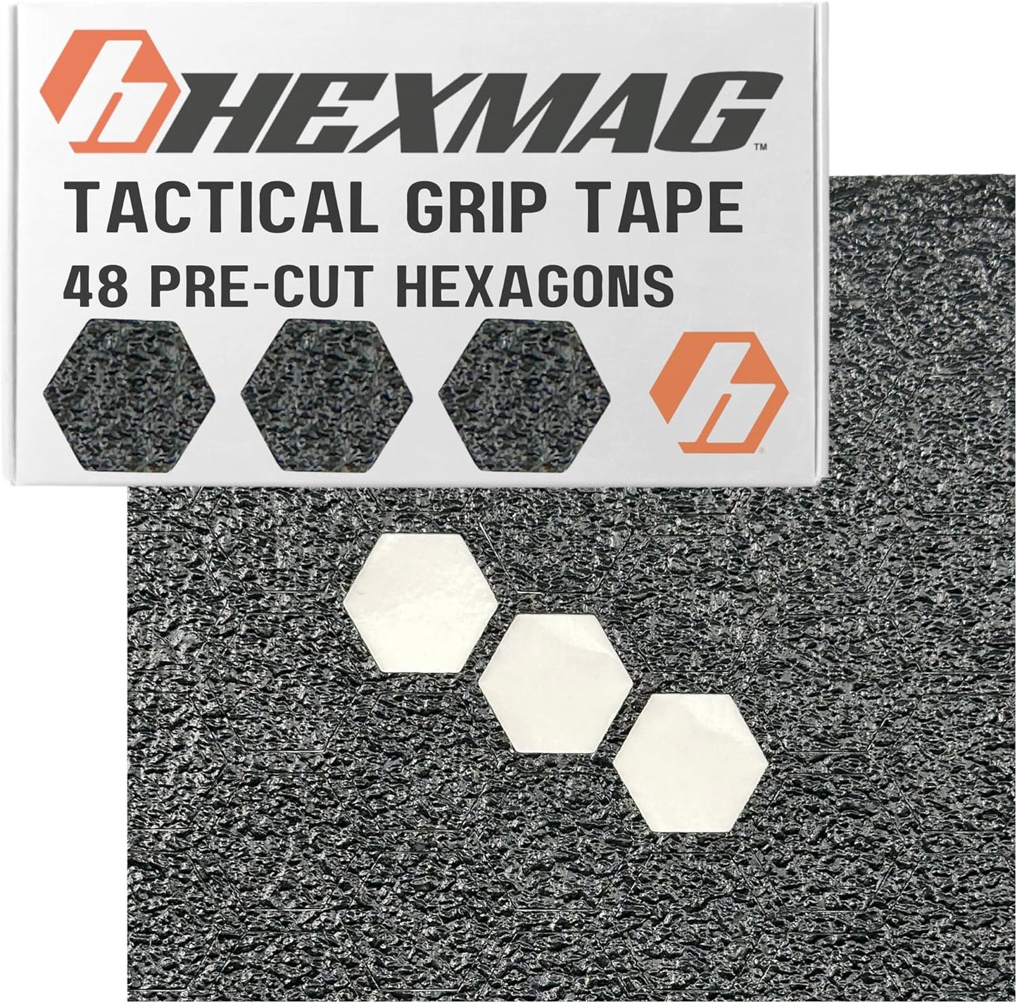 Tactical Grip Tape - 46 Pre-Cut Black Hexagon Textured Stickers for Enhanced Control