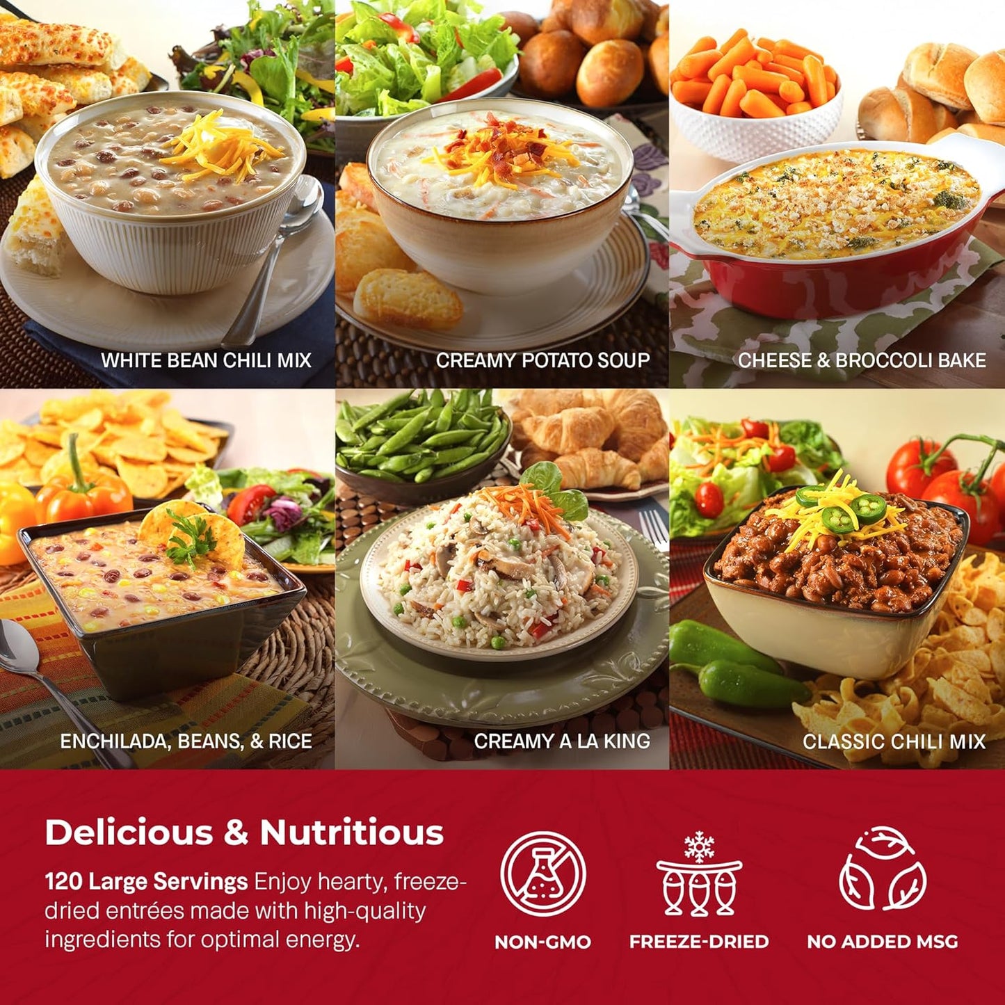 Long Term Gluten Free Food Storage Sample Pack: 16 Large Servings - 4 lbs Freeze Dried Meals - Emergency Prepper Supply with 25 Year Shelf Life