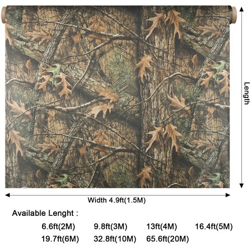 Waxaya Camo Burlap Cradle Mesh Camouflage Netting Cover for Hunting Blinds Sunshade Decoration (Maple Leaf Super 2, 118" x 19.6' = 3 m x 6m)