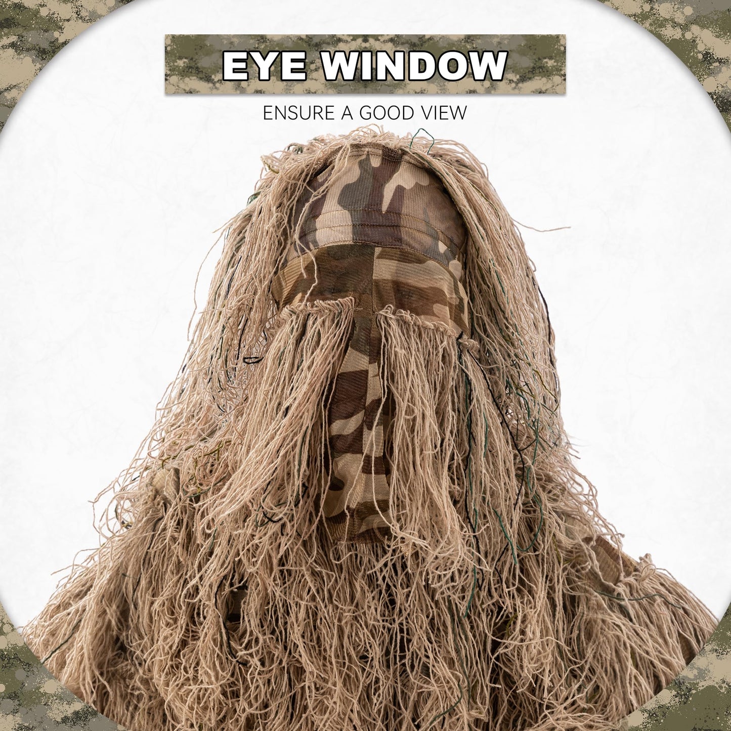 SETLUX Ghillie Suit for Men, Gilly Suit for Adults Camo Hunting Clothes 3D Woodland Camouflage Suits for Hunting(Desert 2XL)