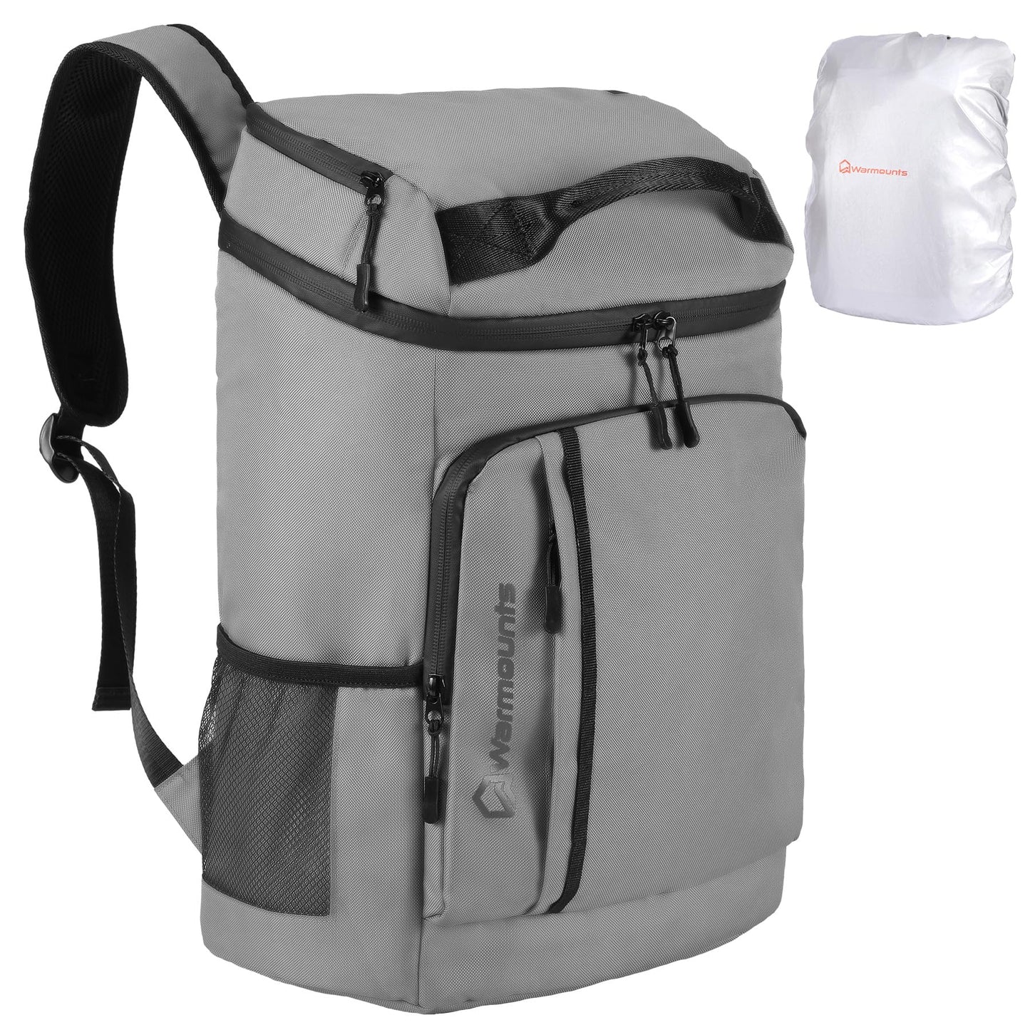 WARMOUNTS Insulated Waterproof Cooler Backpack 36 Cans, Soft Sided Ice Chest Cooler w/Leak Proof Liner, 5-Layer Insulation Portable Lunch Backpack for Camping, Beach, Fishing, Picnic, Travel (Gray)